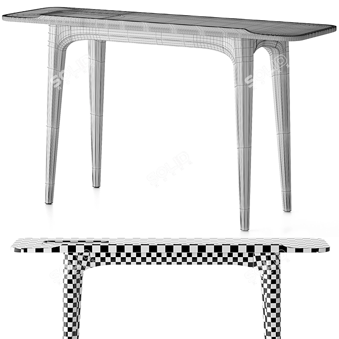 Refined Concrete Oak Console 3D model image 3