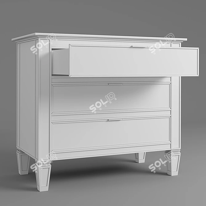 PB Park 3-Drawer Mirrored Dresser 3D model image 3