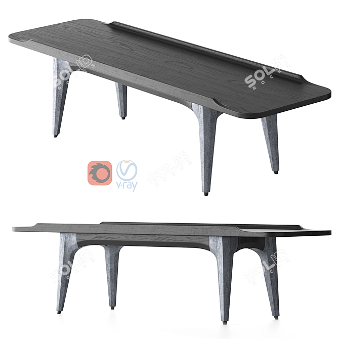 Industrial Oak and Concrete Coffee Table 3D model image 1