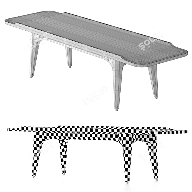 Industrial Oak and Concrete Coffee Table 3D model image 3