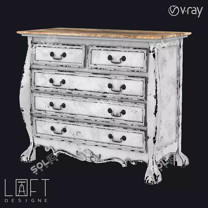 LoftDesigne 438 Model Wood Chest of Drawers 3D model image 1