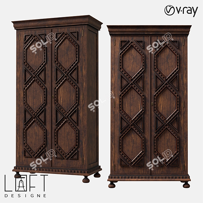 Rustic Teak Wood Cupboard 3D model image 1