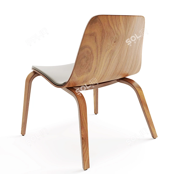 Classic Wood Armchair - Hips B-1802 3D model image 2