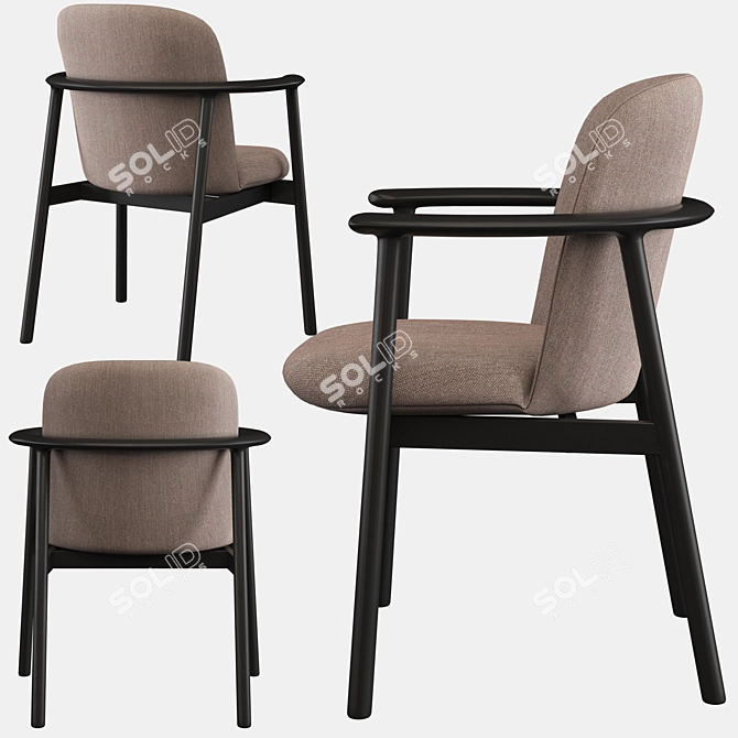 Elegant Nadal Arm Chair 3D model image 2