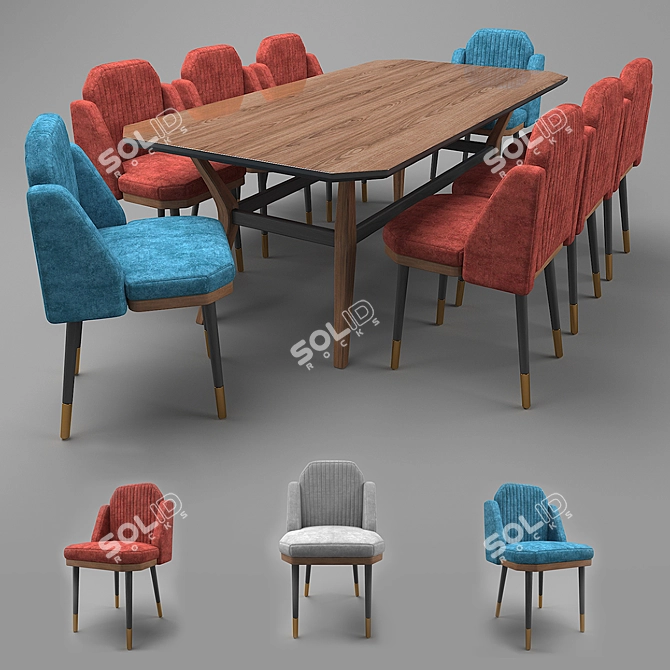 Modern Soft Dining Table HQ 3D model image 1