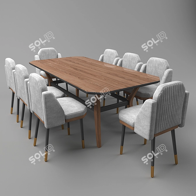 Modern Soft Dining Table HQ 3D model image 2
