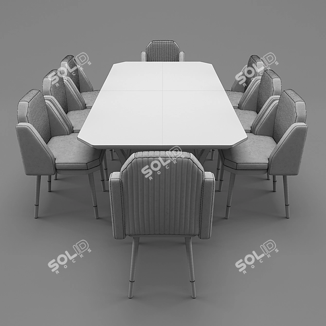 Modern Soft Dining Table HQ 3D model image 4