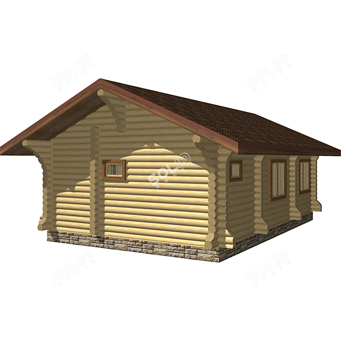 Rustic Charm: Volnov Log House 220mm, 48m2 3D model image 4