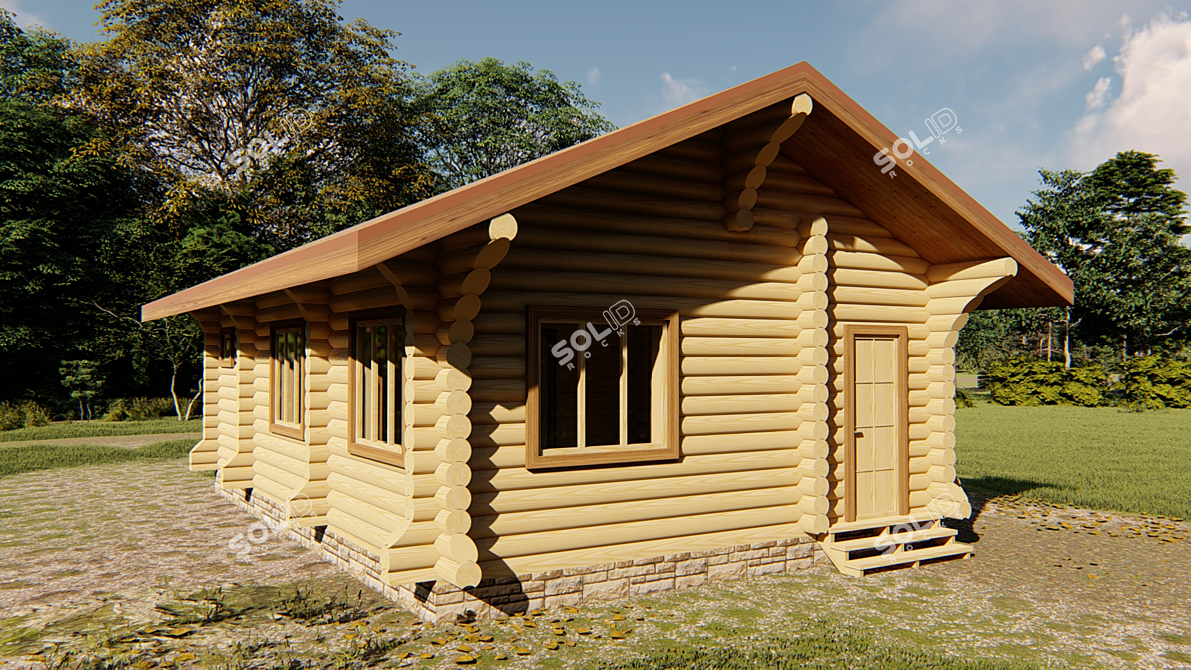 Rustic Charm: Volnov Log House 220mm, 48m2 3D model image 5