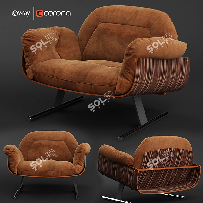 Elegant Executive Lounge Chair 3D model image 1