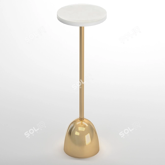 Marble Brass Round Drink Table 3D model image 2