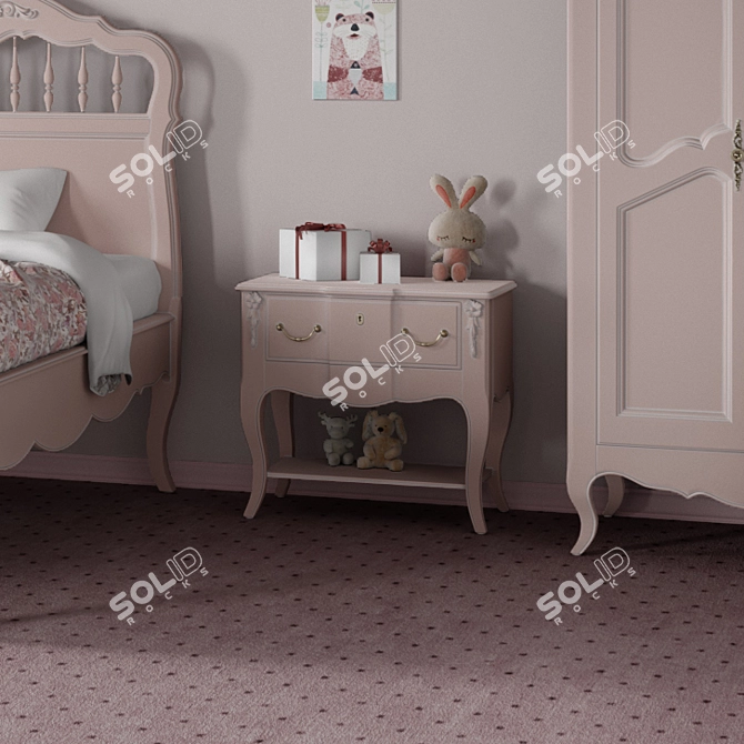 Elegant Provence Bedside Table 3D model image 2