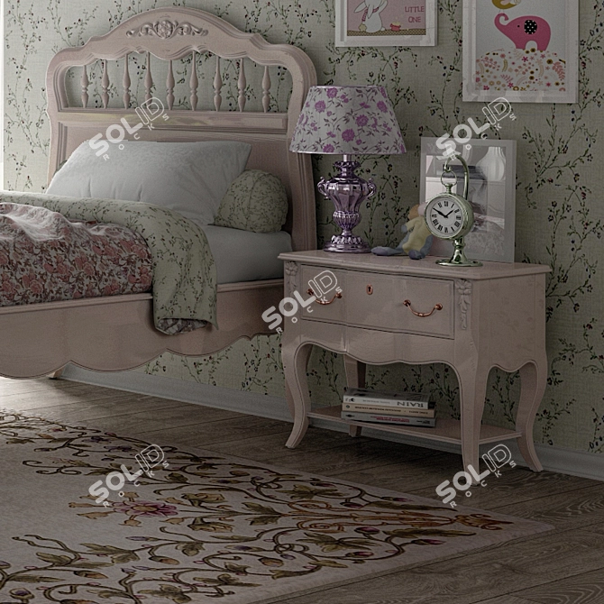 Elegant Provence Bedside Table 3D model image 3