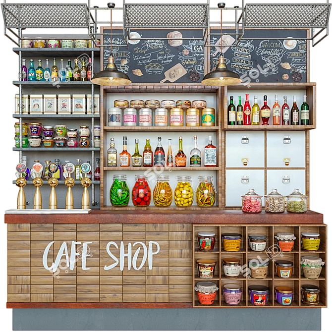 Cafe Counter with Detailed Render 3D model image 1