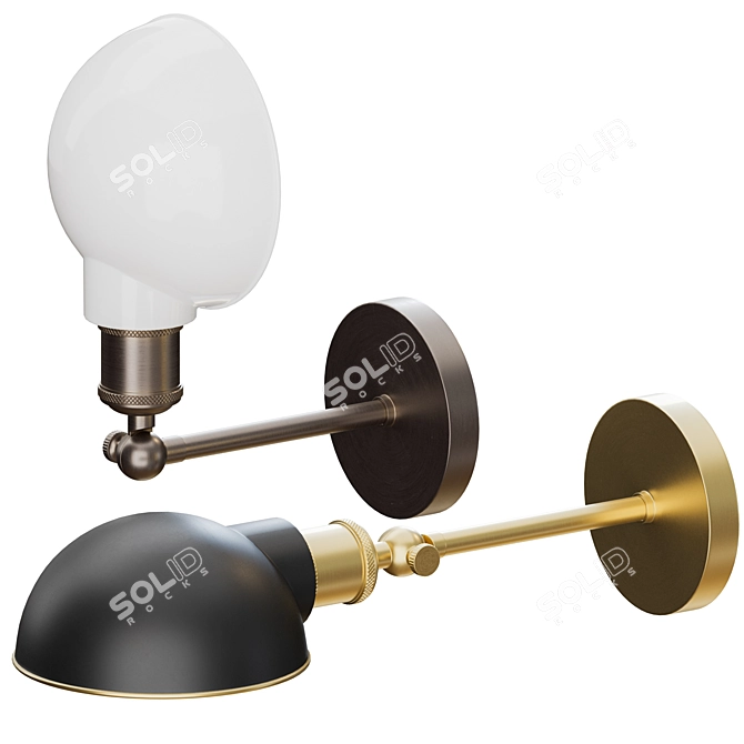 Tribeca Wall Lamp: Black/Brass & Opal/Bronzed Brass by MENU 3D model image 3