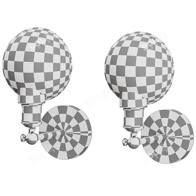 Tribeca Wall Lamp: Black/Brass & Opal/Bronzed Brass by MENU 3D model image 4