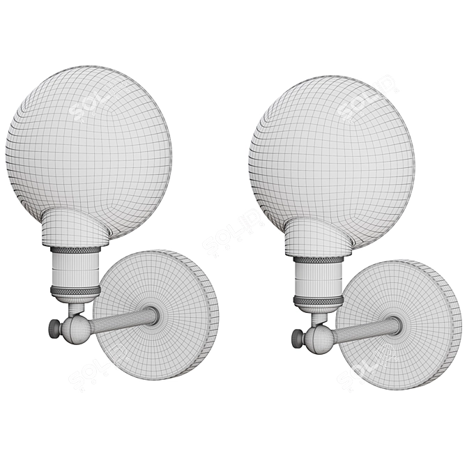 Tribeca Wall Lamp: Black/Brass & Opal/Bronzed Brass by MENU 3D model image 5