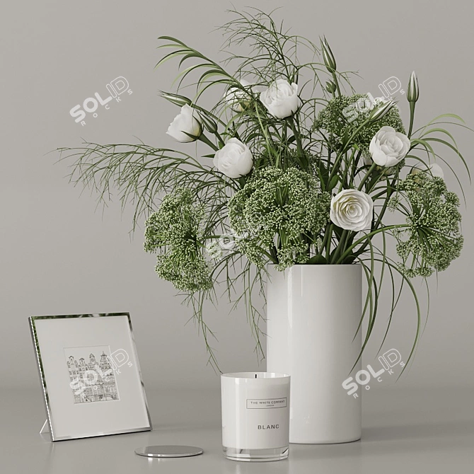 Spring Green Bouquet Decor Set 3D model image 1