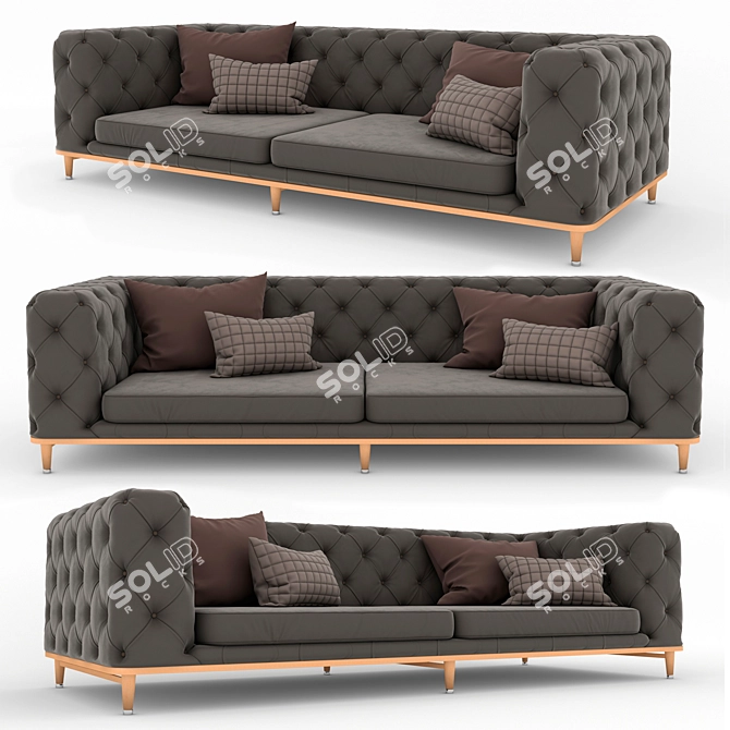 Elegant Capitone Sofa: Perfect for PBR 3D model image 2