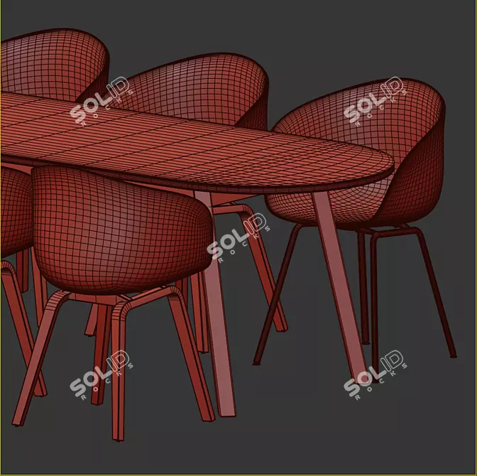 Modern Hay Triangle Leg Table and Chairs 3D model image 5