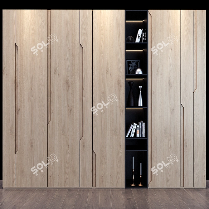 Sleek White Storage Cabinet 3D model image 1