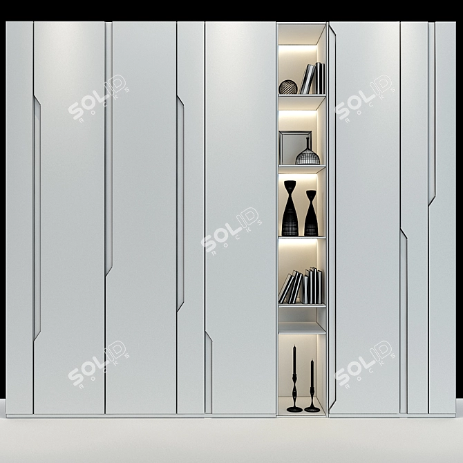 Sleek White Storage Cabinet 3D model image 3