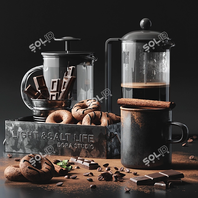 Sleek 3-Piece Coffee Set 3D model image 1