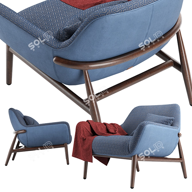 Italian Handcrafted Jade Luxury Armchair 3D model image 2