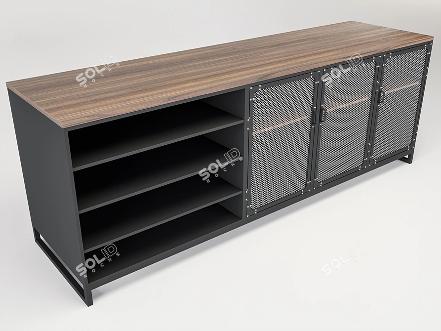 Rustic Reclaimed Wood Sideboard 3D model image 2