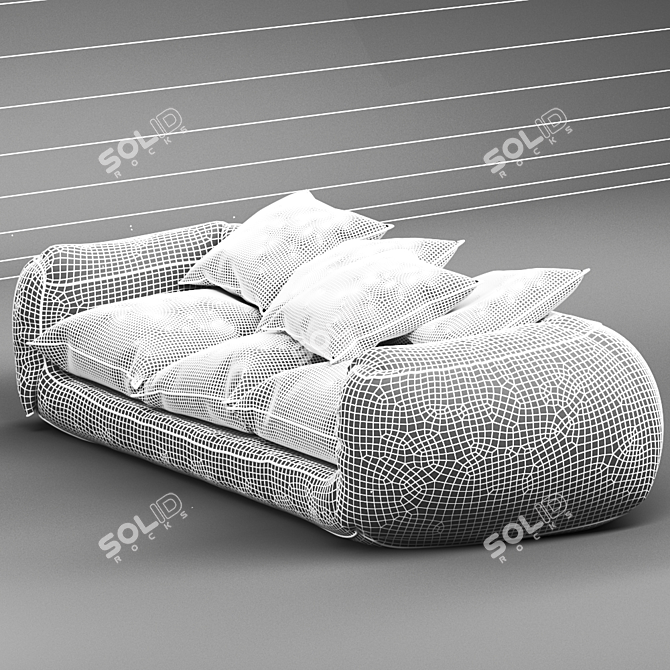 Modern Grey Fabric Sofa 3D model image 3