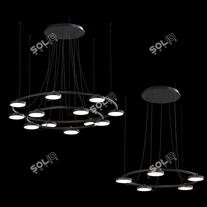 Adjustable Metallic Suspension Lamp 3D model image 6