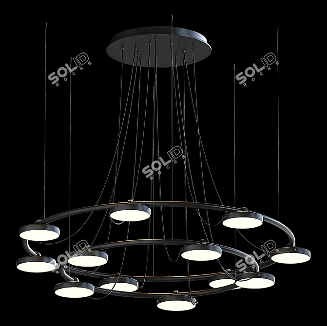 Adjustable Metallic Suspension Lamp 3D model image 10