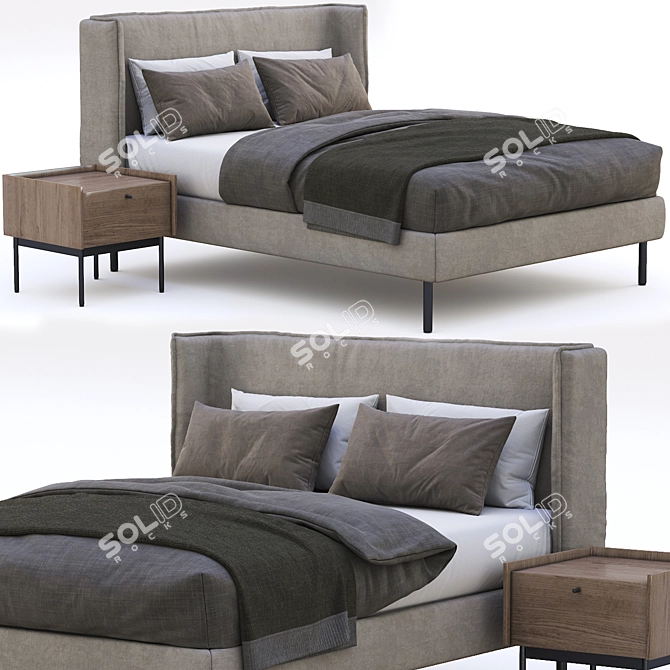 Elegant Zegen Bed Naomi: Stylish and Comfortable 3D model image 1