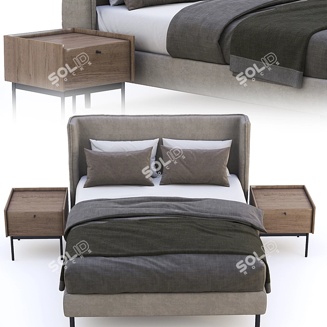 Elegant Zegen Bed Naomi: Stylish and Comfortable 3D model image 3