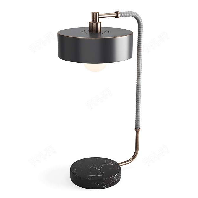 Modern Leather and Marble Table Lamp 3D model image 2