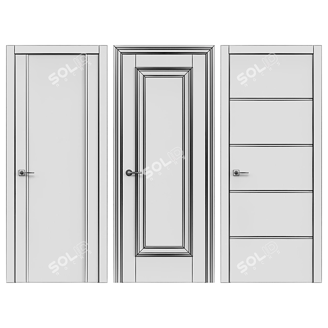 Modern Smooth V2 Door 3D model image 3
