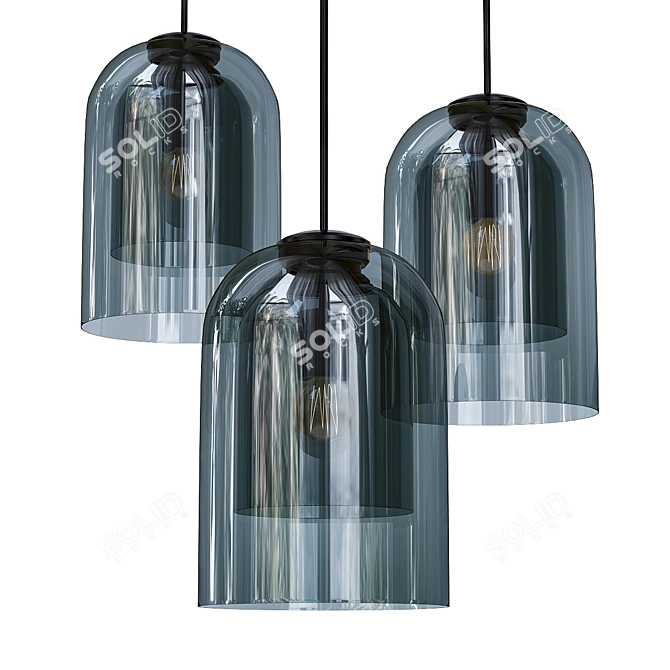 Aria01 Double Glass Pendant Light 3D model image 1