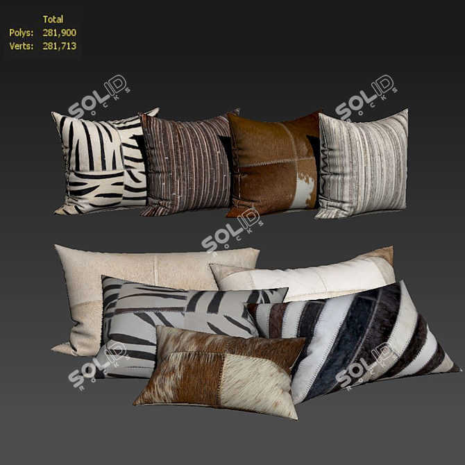 Luxury Decorative Pillow Set 3D model image 2