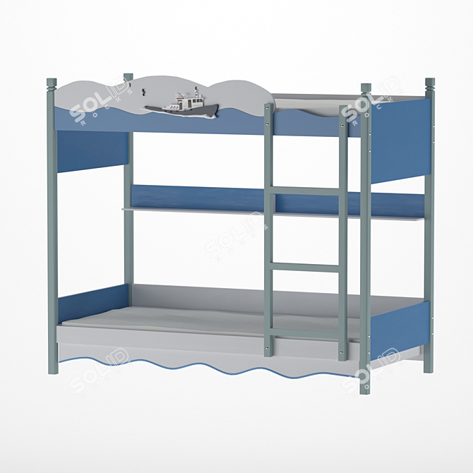 Kids' Nautical Bunk Bed 3D model image 1