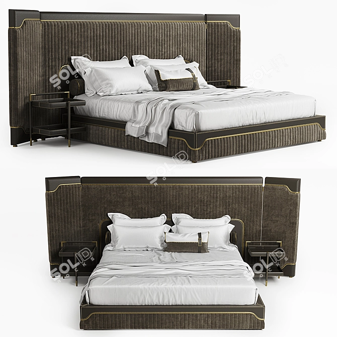 Luxury Leather Quilted Capua Bed 3D model image 1
