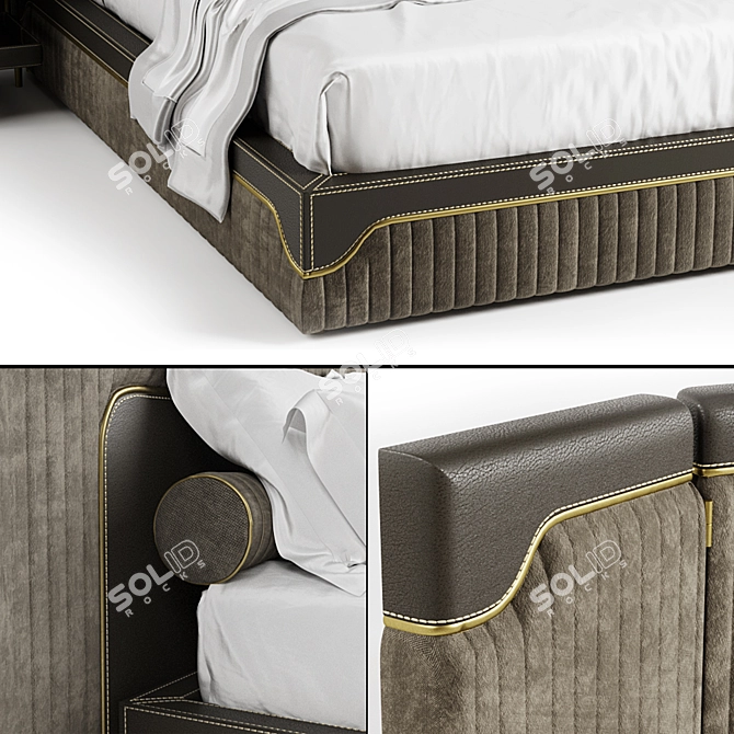 Luxury Leather Quilted Capua Bed 3D model image 2
