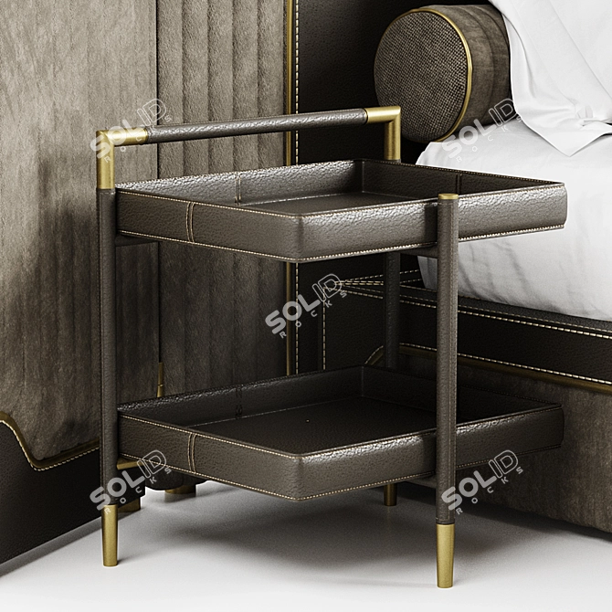 Luxury Leather Quilted Capua Bed 3D model image 3