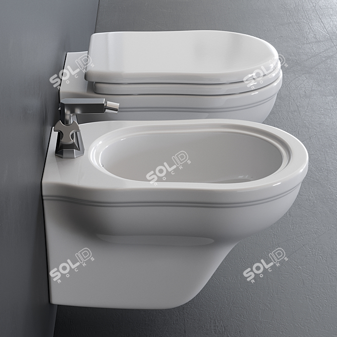 Efi Wall-Hung WC & Bidet Set 3D model image 2