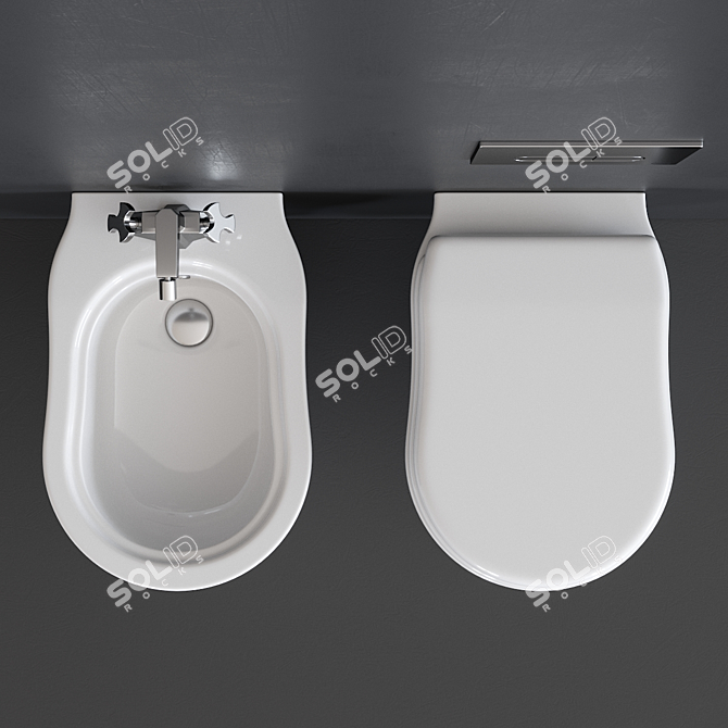 Efi Wall-Hung WC & Bidet Set 3D model image 4