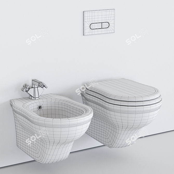 Efi Wall-Hung WC & Bidet Set 3D model image 5