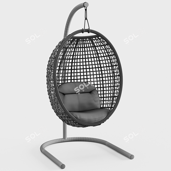 Gusto Rattan Hanging Chair - Stylish Outdoor Seating 3D model image 4