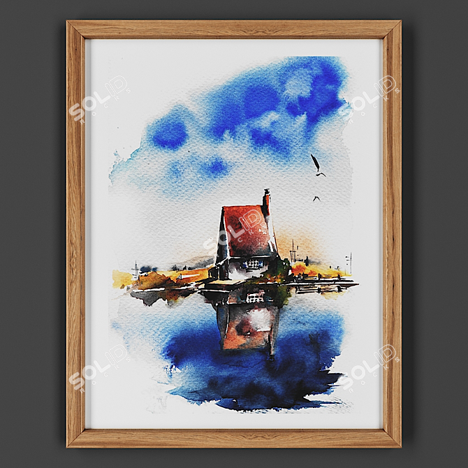 Title: Wooden Frame Painting 3D model image 1