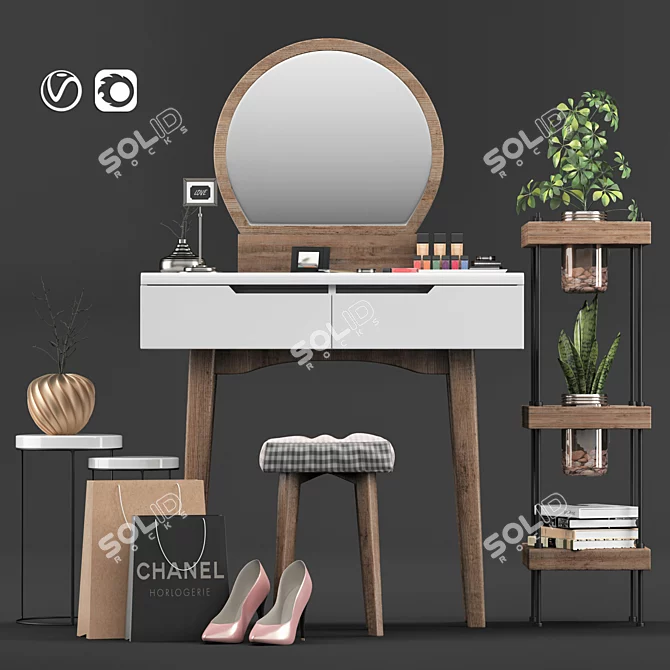 Elegant Arinze Vanity Set 3D model image 4