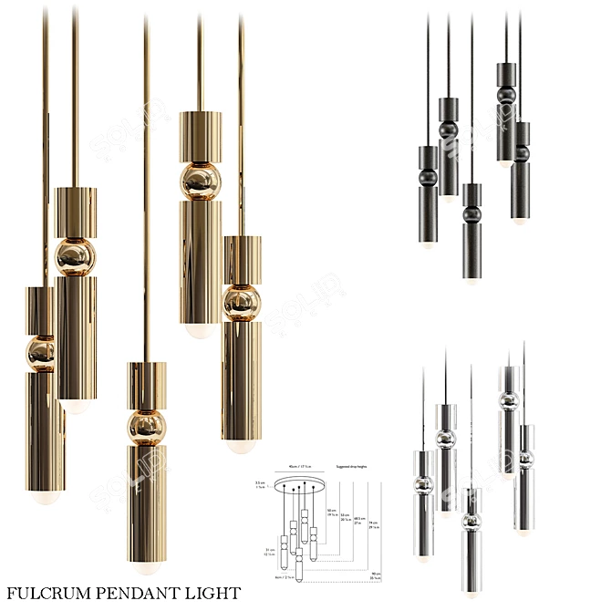 Sleek Fulcrum Pendant: Modern, Versatile Lighting 3D model image 1