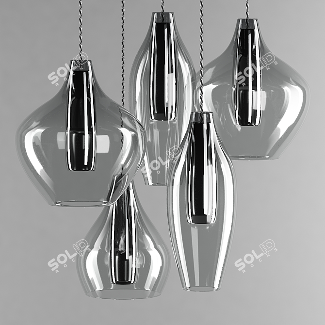 Sleek Steel and Glass Lighting 3D model image 1